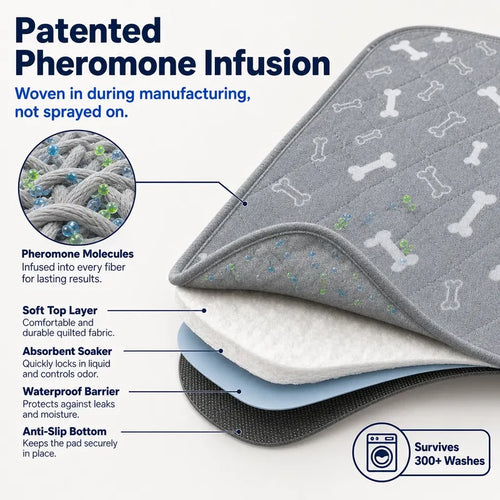 Reusable Dog Potty Pad with Patented Pheromone Infusion, 4-Layer Leakproof